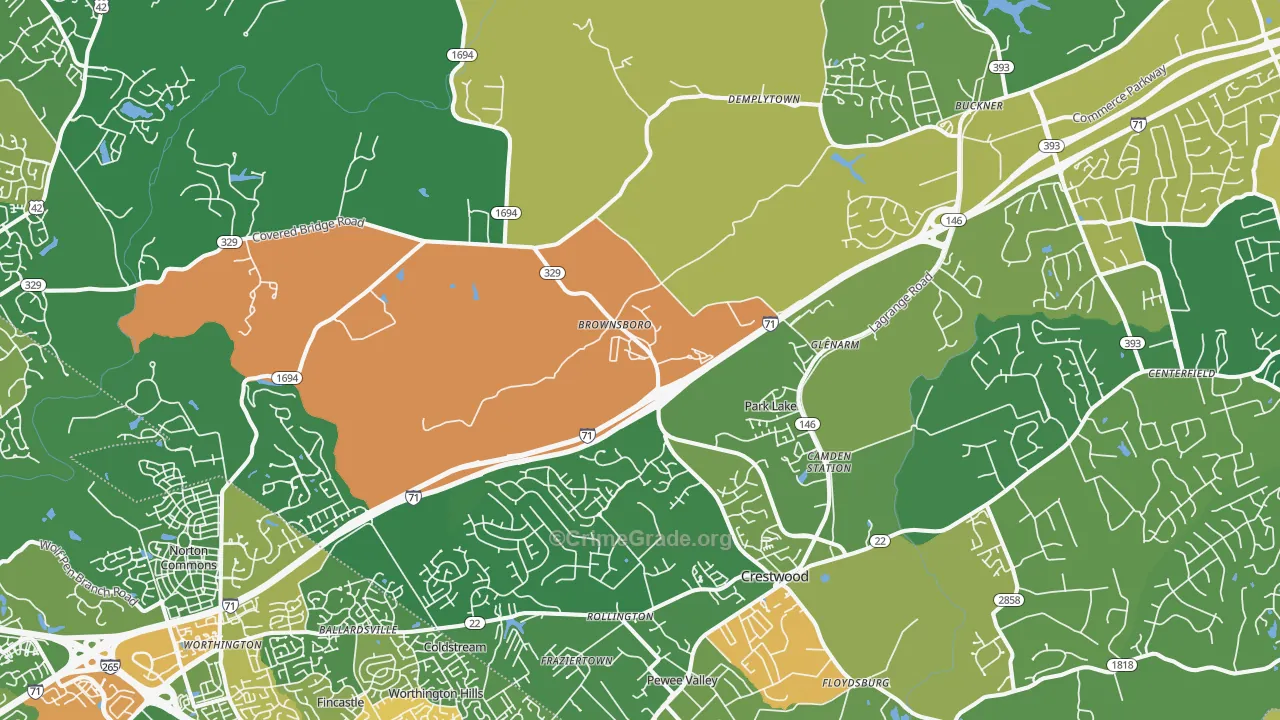 Orchard Grass Hills, KY Map of Assault Rates
