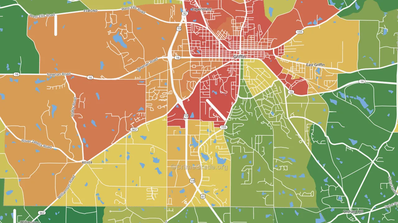 Orchard Hill, GA Map of Assault Rates