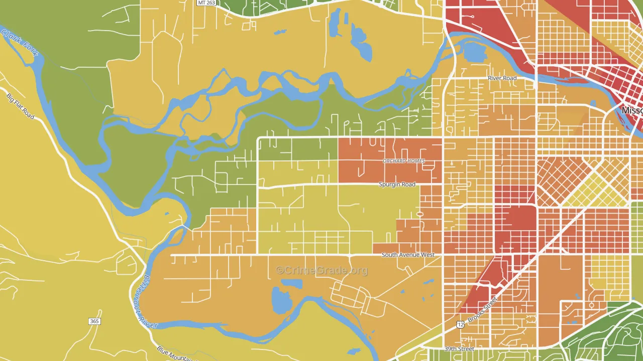 Orchard Homes, MT Map of Assault Rates