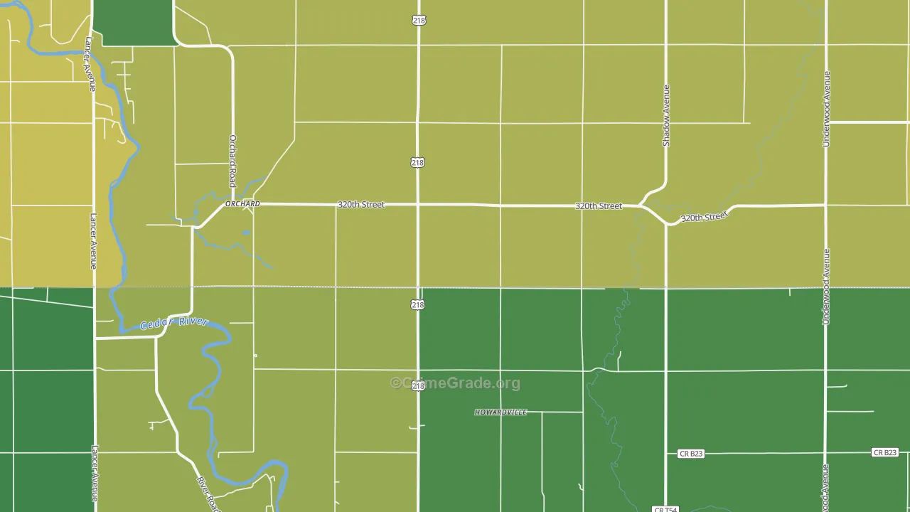 Orchard, IA Map of Assault Rates