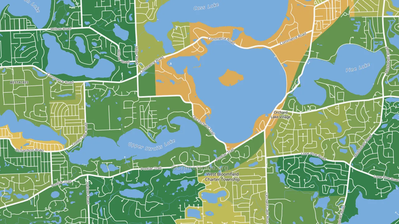 Orchard Lake Village, MI Map of Assault Rates