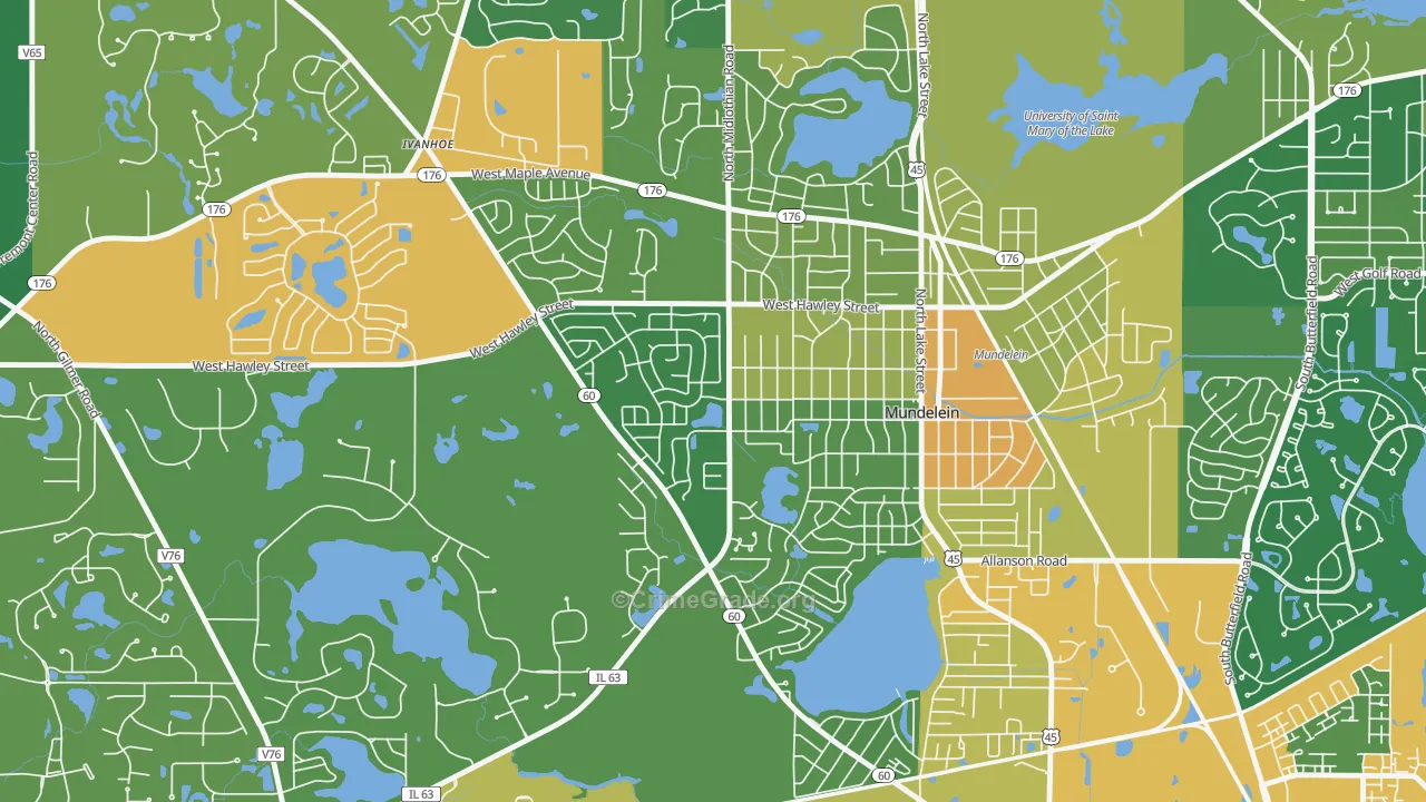 Orchard Meadows, Mundelein, IL Map of Assault Rates
