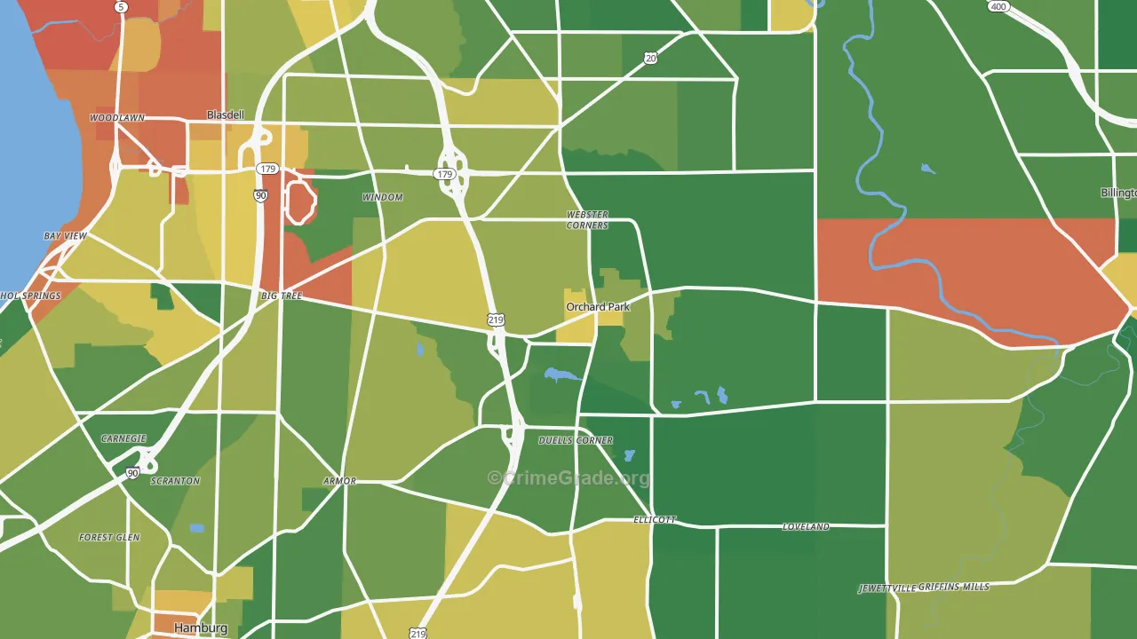 Orchard Park, NY Map of Assault Rates