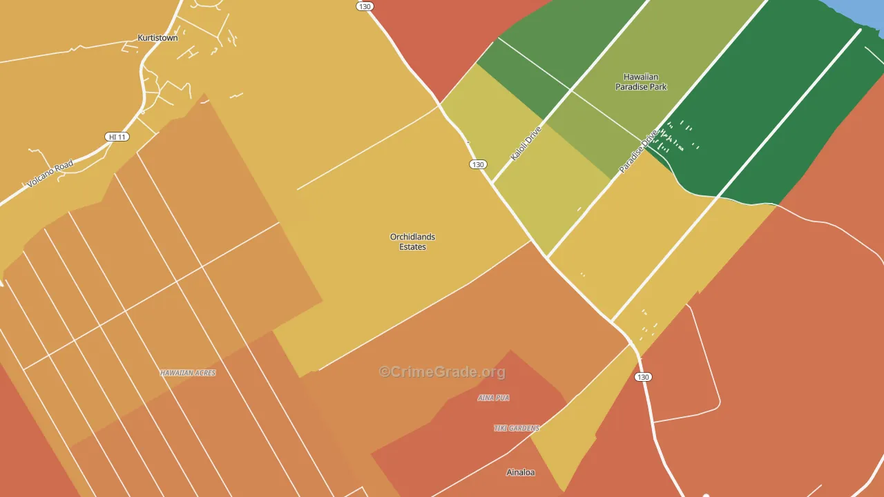 Orchidlands Estates, Keaau, HI Map of Assault Rates