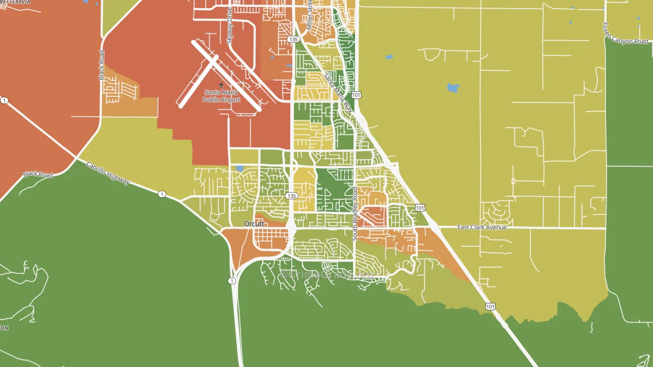 Orcutt, CA Map of Assault Rates