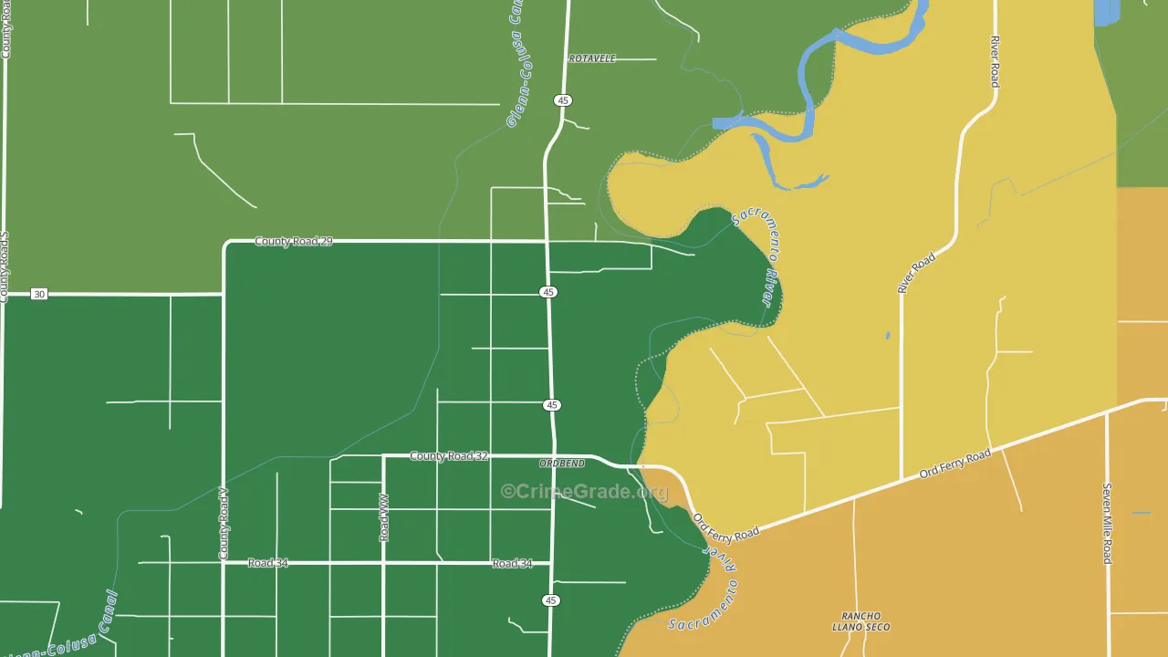 Ordbend, CA Map of Assault Rates