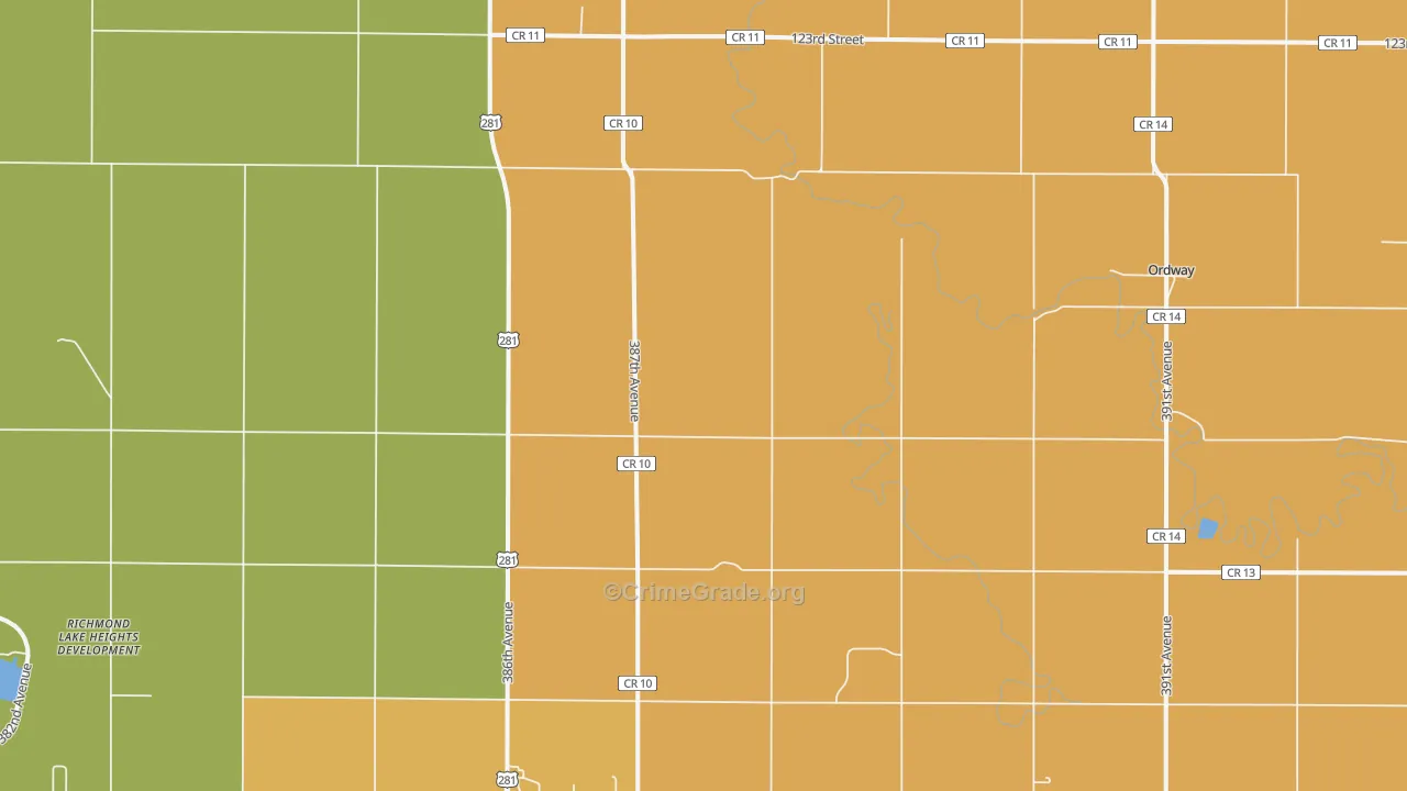 Ordway, SD Map of Assault Rates