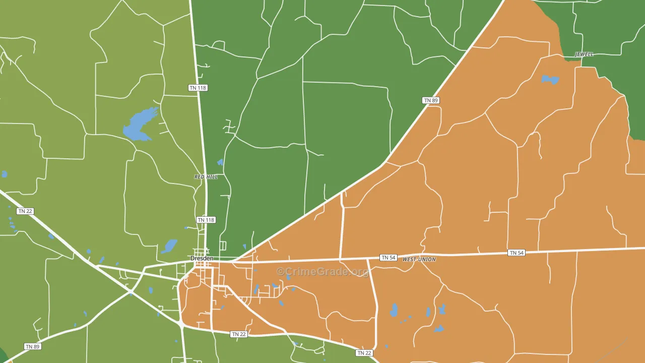 Ore Spring, TN Map of Assault Rates