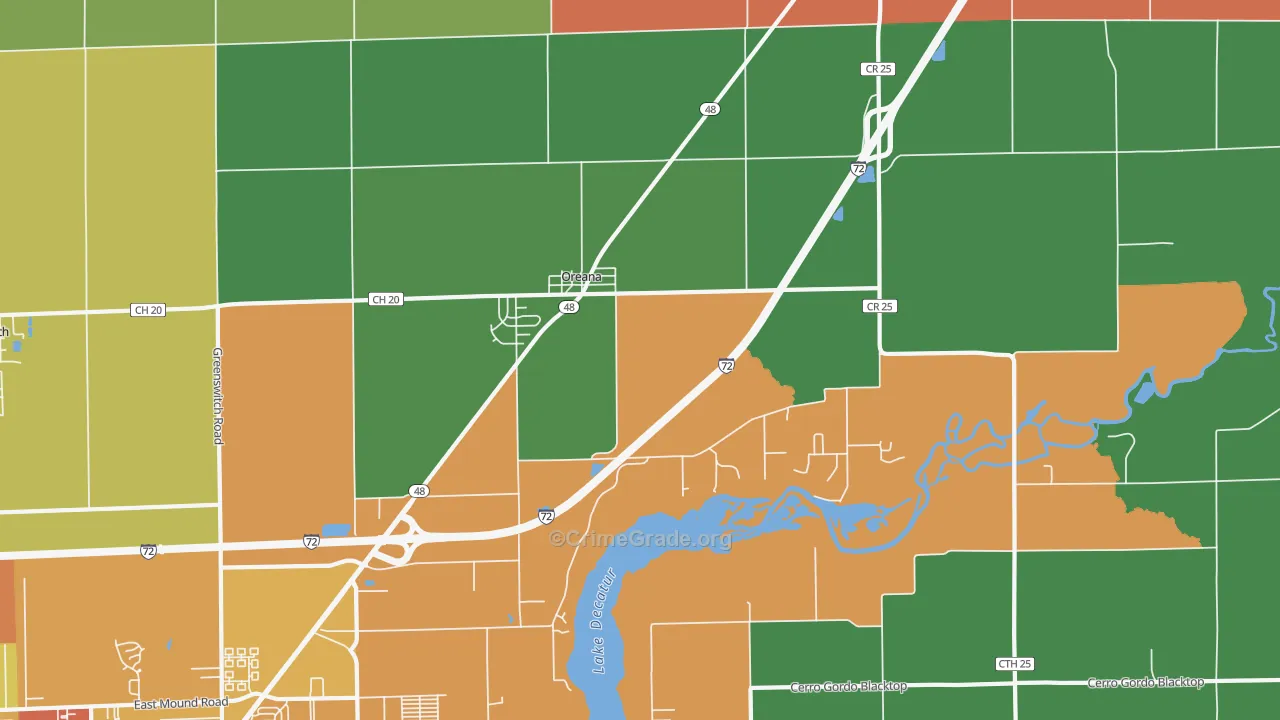 Oreana, IL Map of Assault Rates
