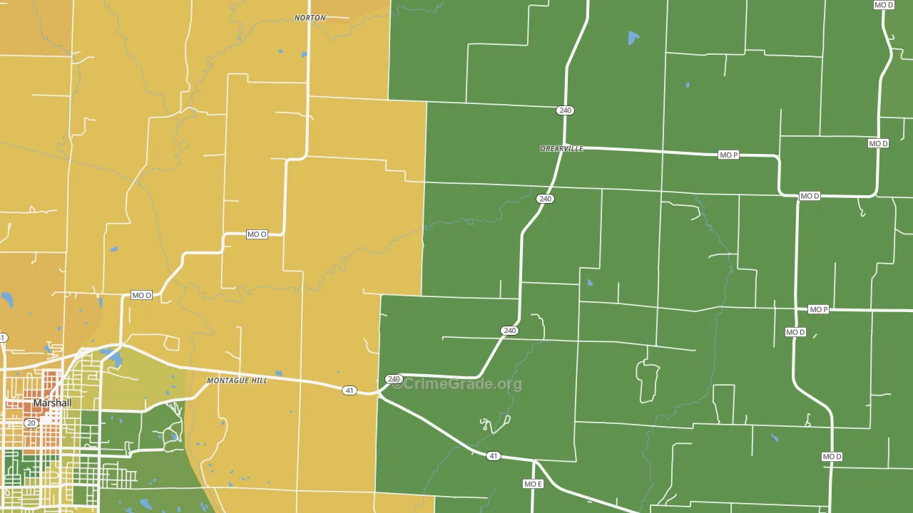 Orearville, MO Map of Assault Rates