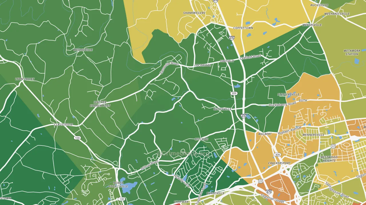 Orefield, PA Map of Assault Rates