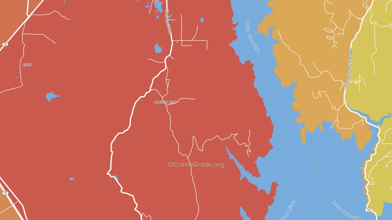 Oregon City, CA Map of Assault Rates