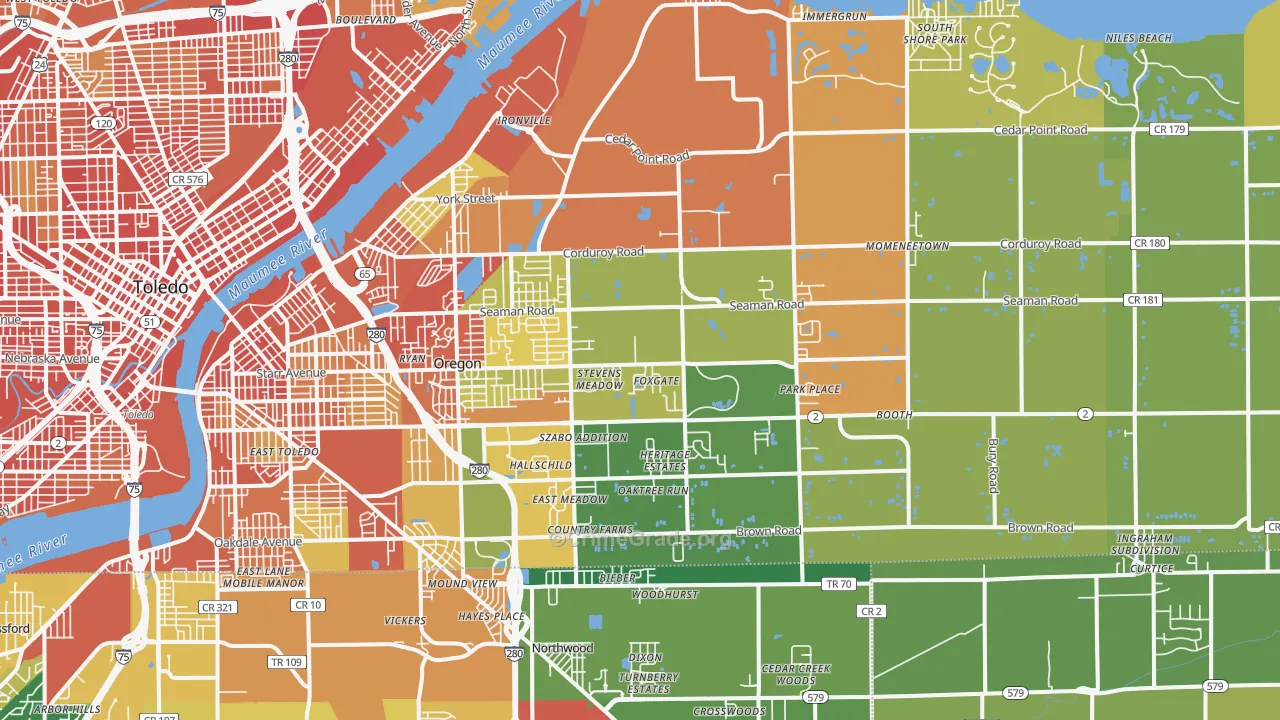 Oregon, OH Map of Assault Rates
