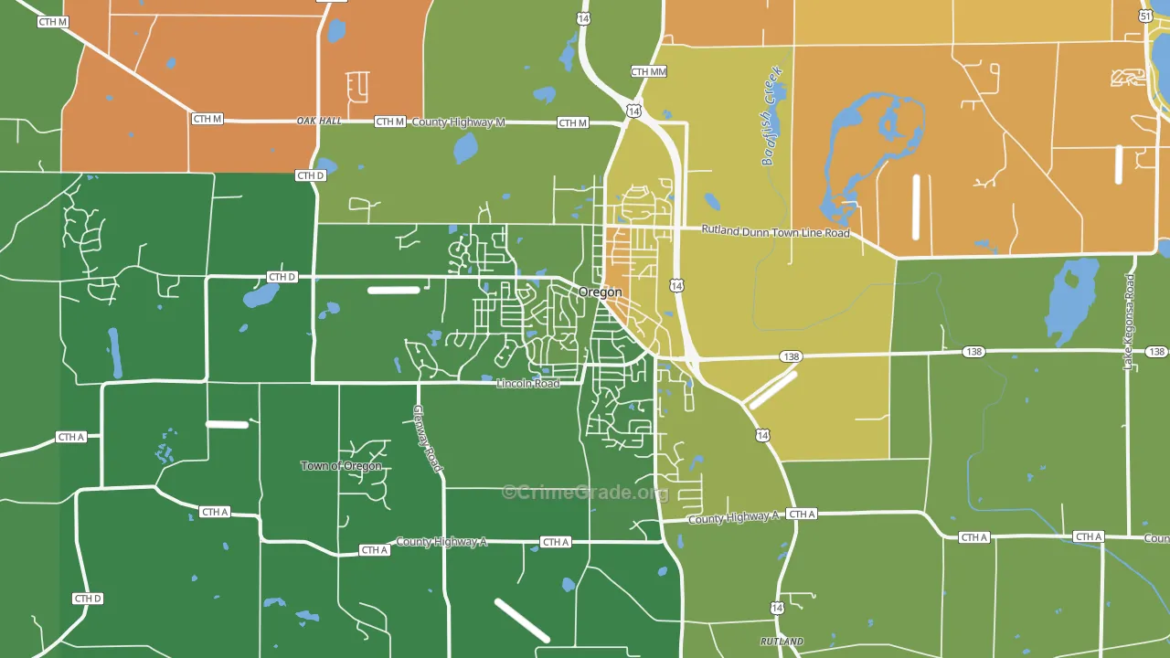 Oregon, WI Map of Assault Rates