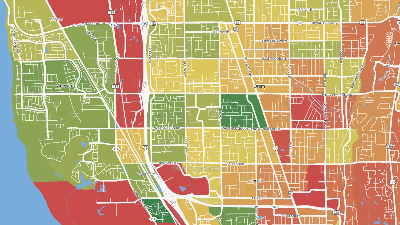 Orem North, Orem, UT Map of Assault Rates