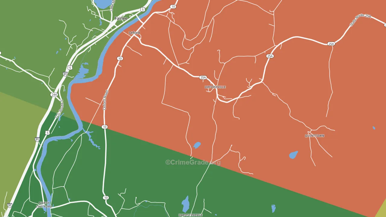 Orfordville, NH Map of Assault Rates