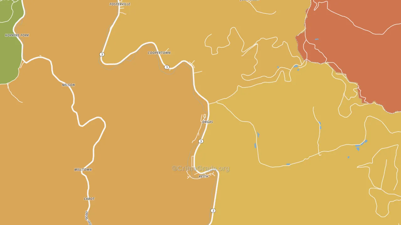 Orgas, WV Map of Assault Rates
