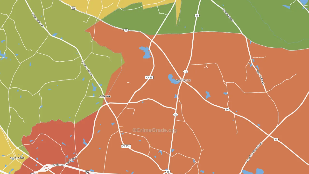 Orianna, GA Map of Assault Rates
