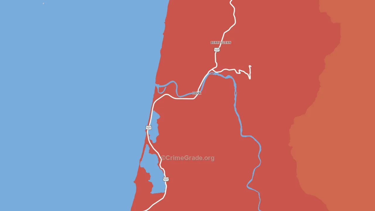 Orick, CA Map of Assault Rates