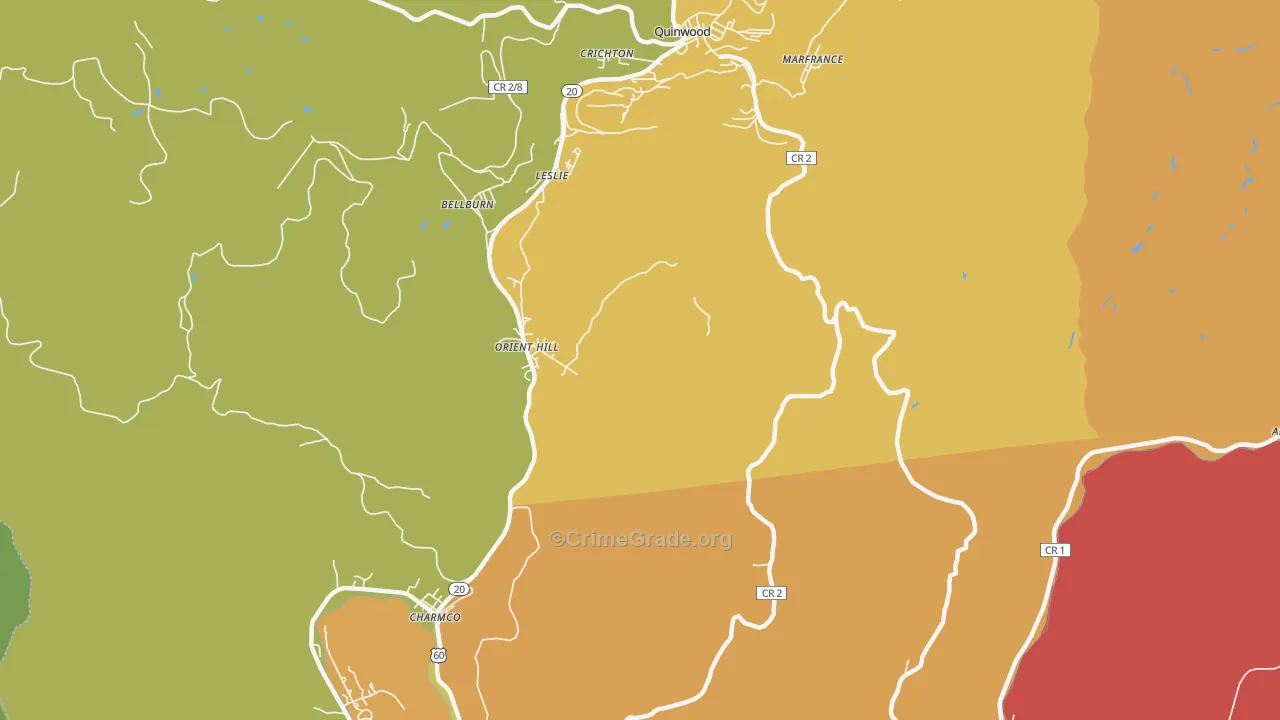 Orient Hill, WV Map of Assault Rates