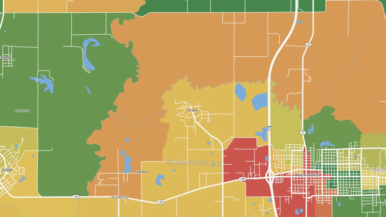 Orient, IL Map of Assault Rates