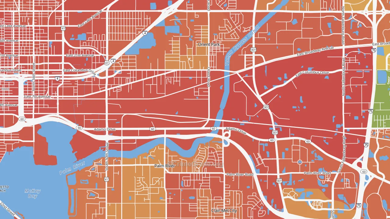 Orient Park, Tampa, FL Map of Assault Rates