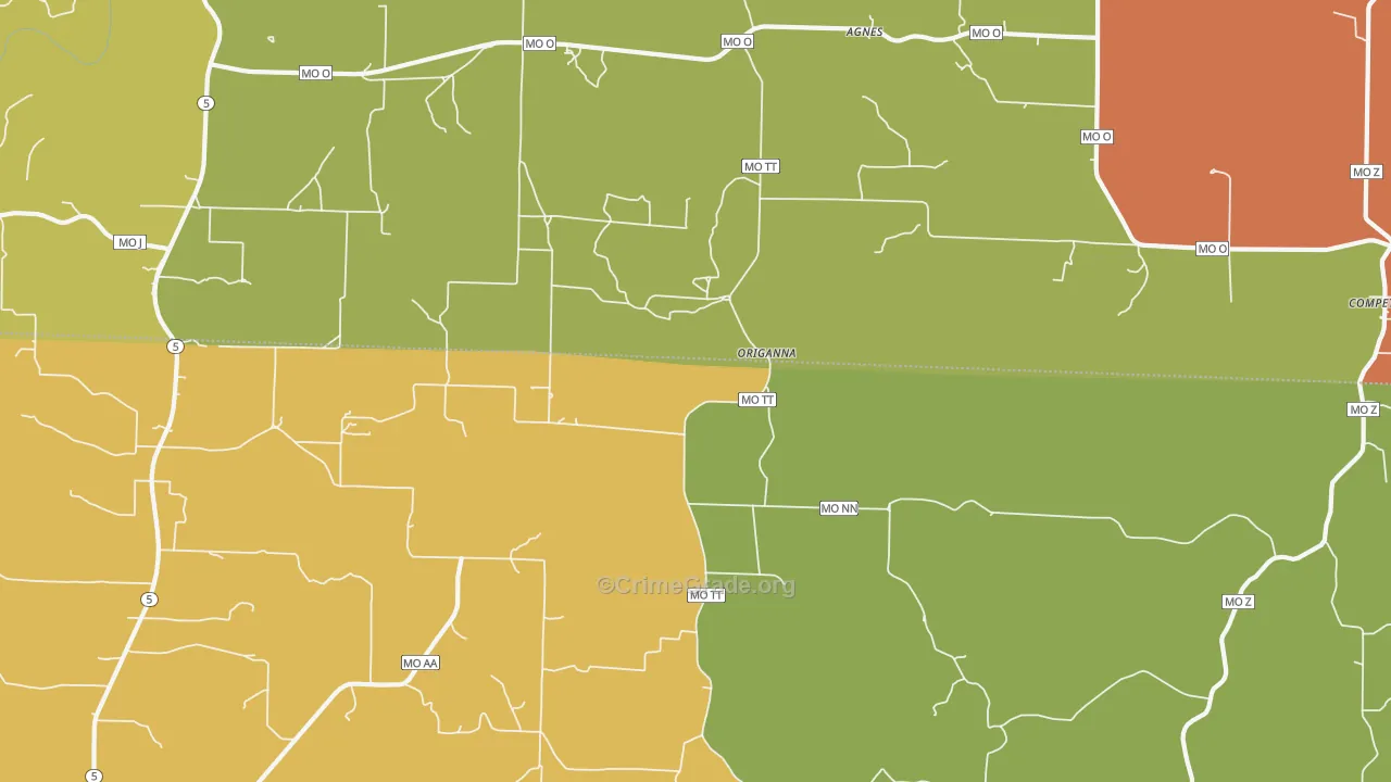 Origanna, MO Map of Assault Rates
