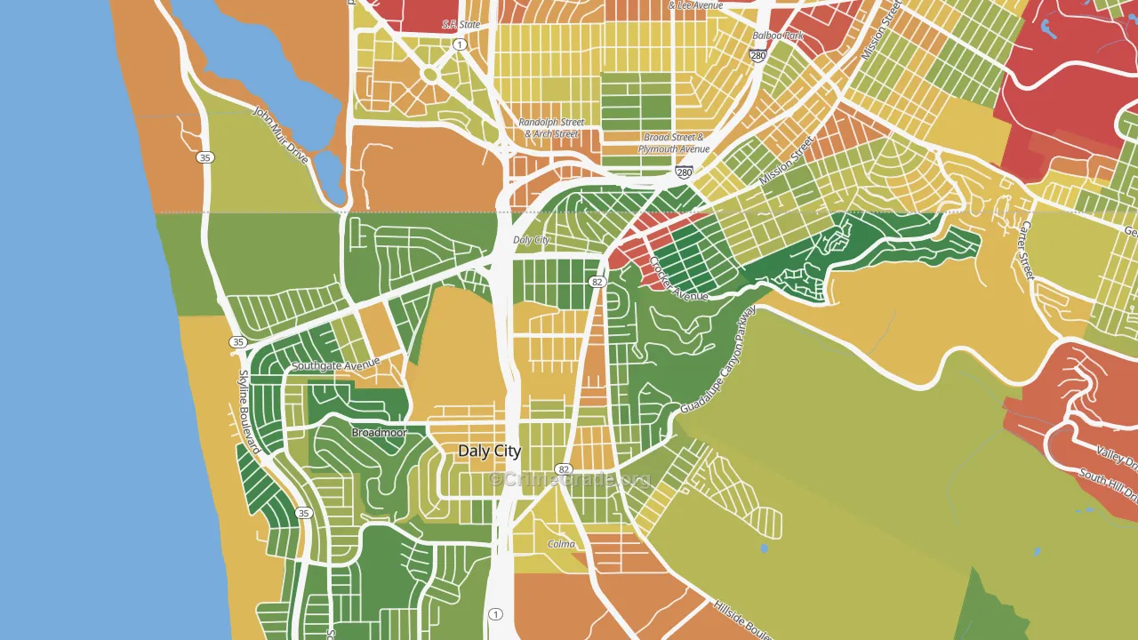 Original Daly City, Daly City, CA Map of Assault Rates
