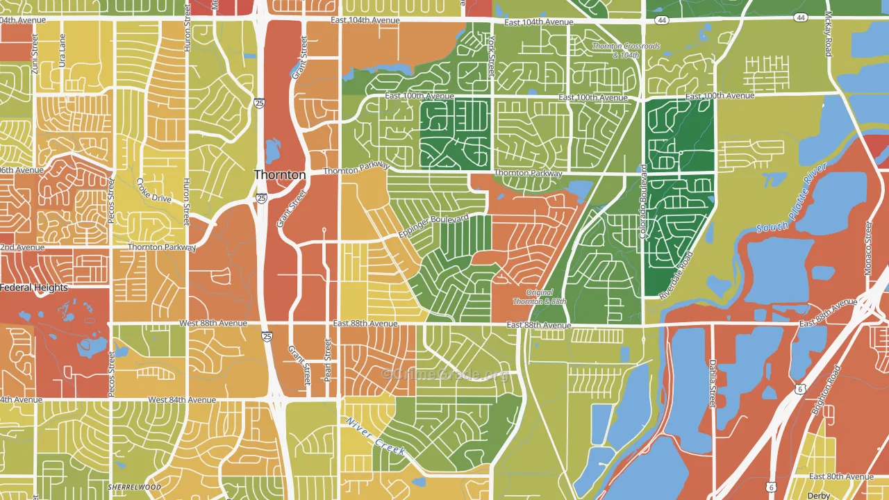 Original Thornton, Thornton, CO Map of Assault Rates