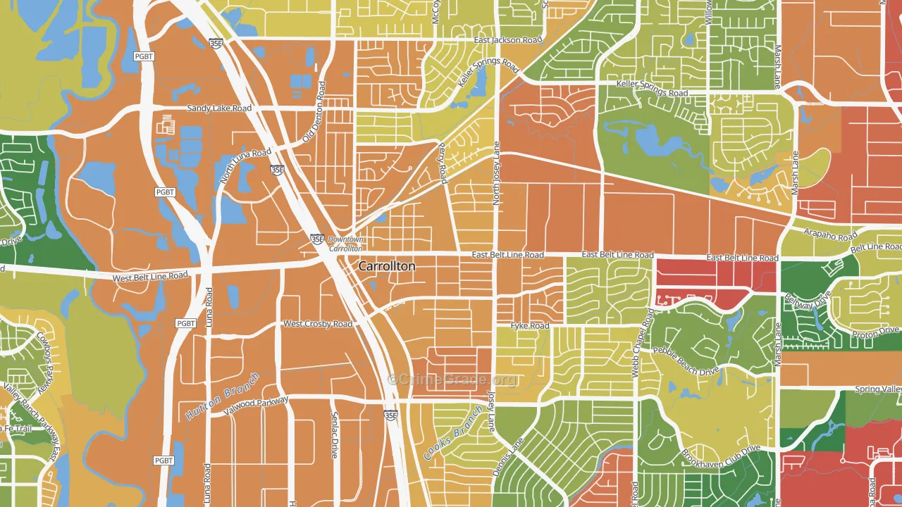 Original Town, Carrollton, TX Map of Assault Rates