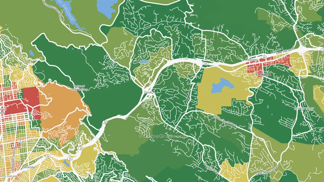 Orinda, CA Map of Assault Rates
