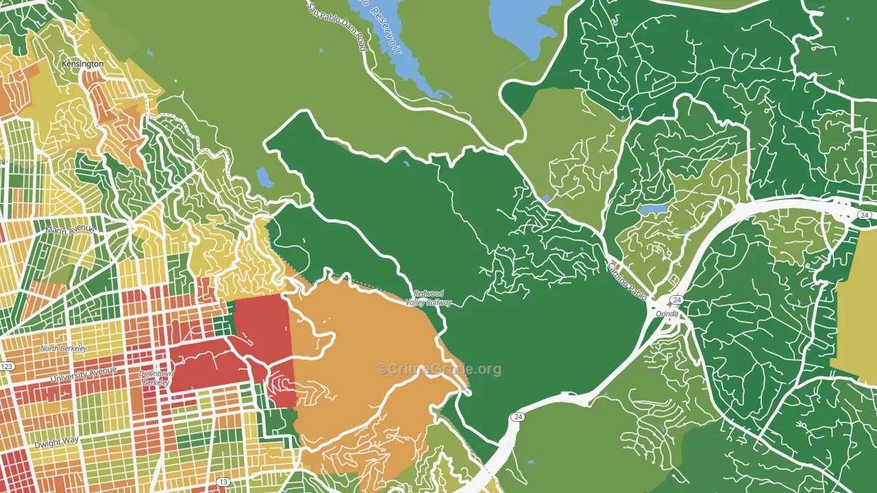 Orinda Village, CA Map of Assault Rates
