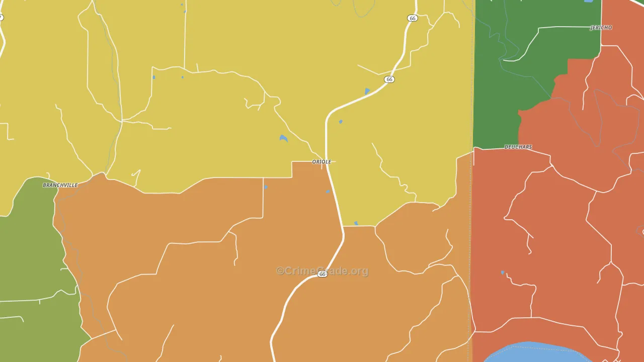 Oriole, IN Map of Assault Rates