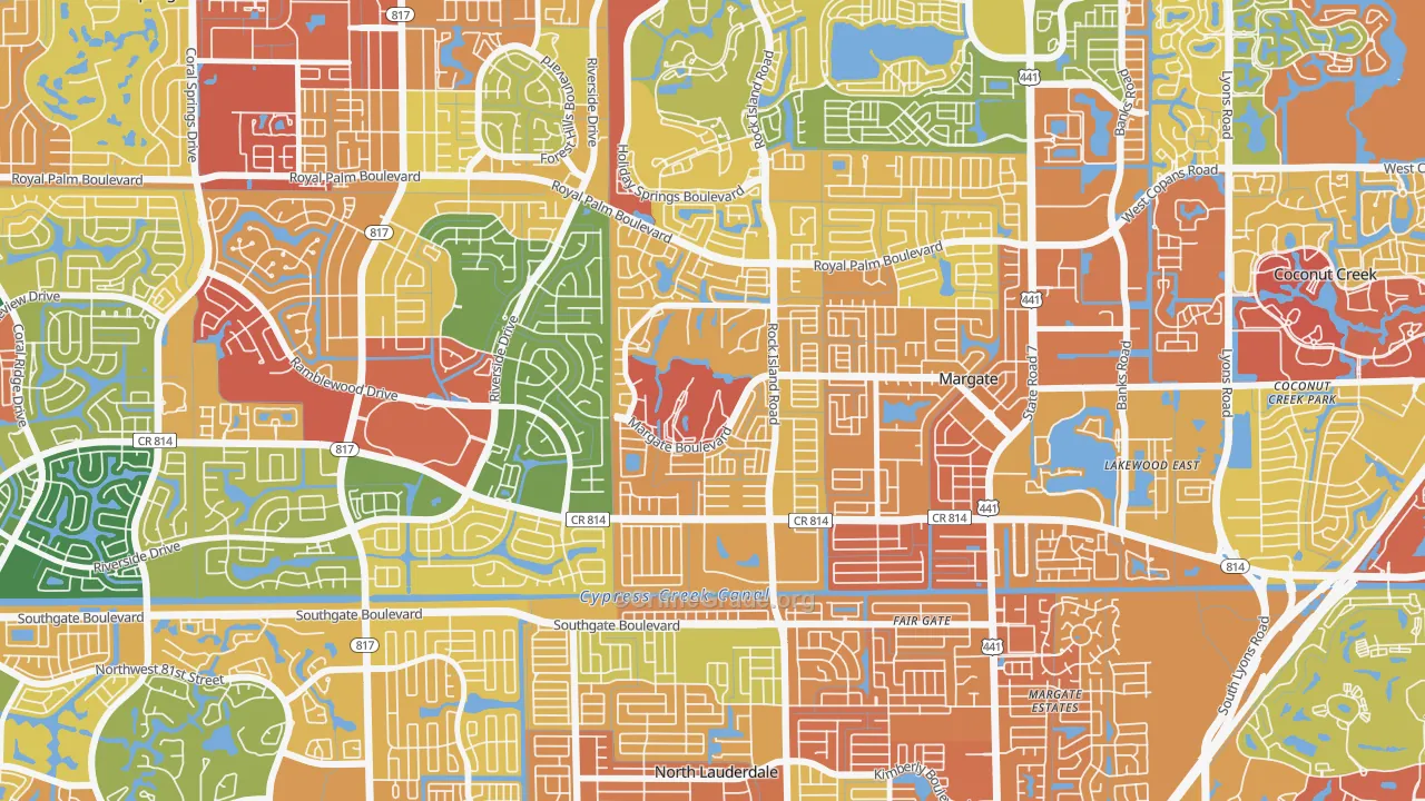 Oriole Margate Golf Course, Margate, FL Map of Assault Rates