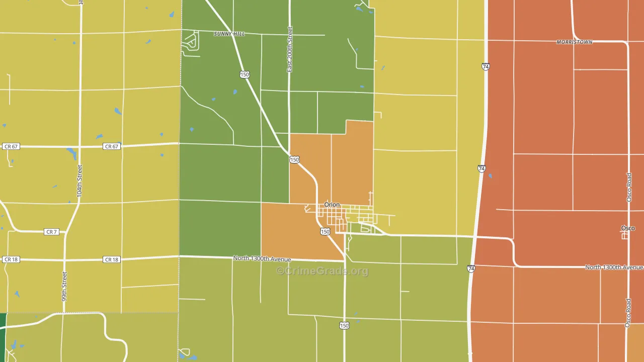 Orion, IL Map of Assault Rates