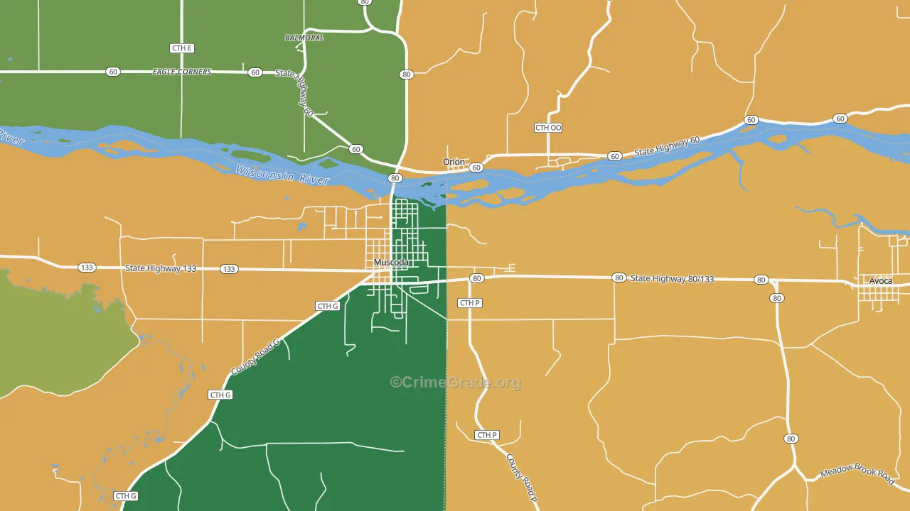 Orion, WI Map of Assault Rates