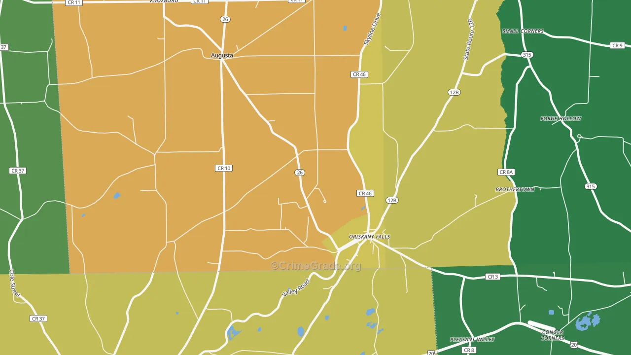Oriskany Falls, NY Map of Assault Rates