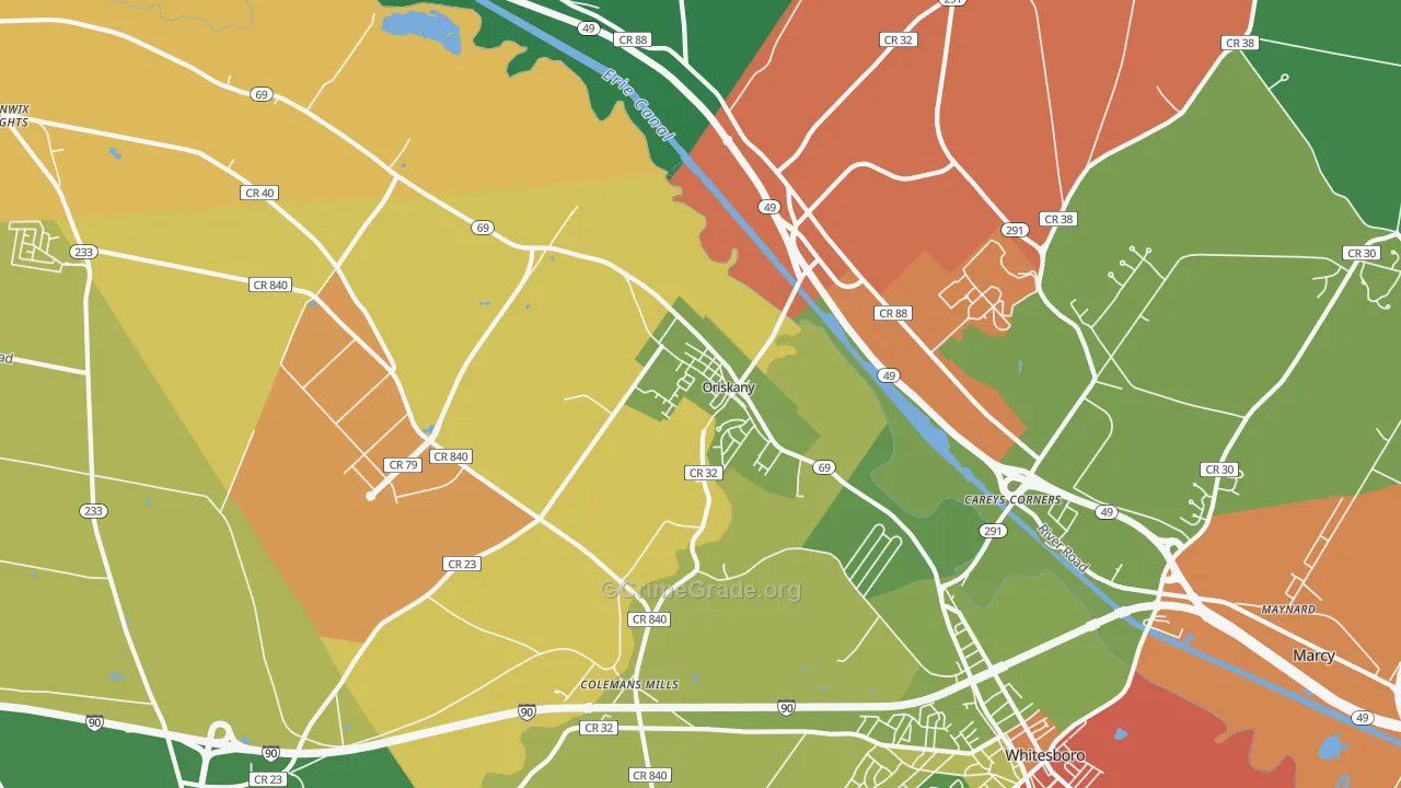 Oriskany, NY Map of Assault Rates