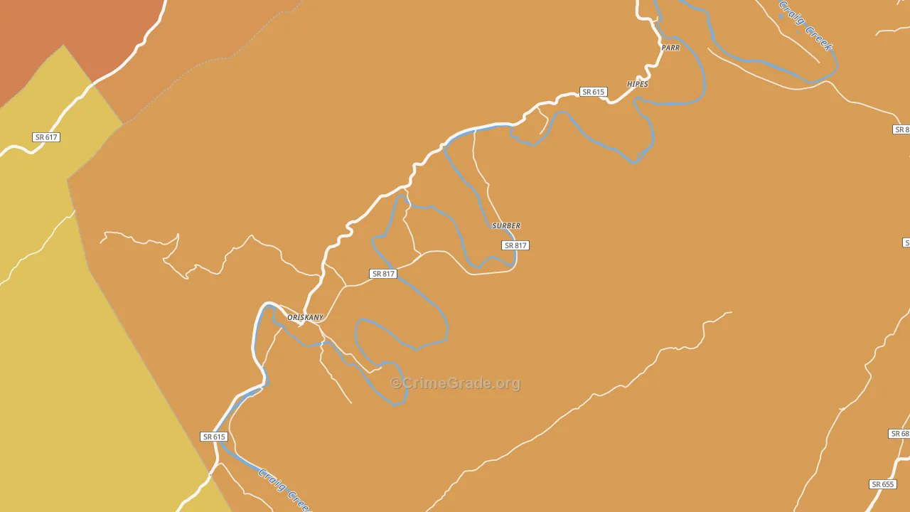 Oriskany, VA Map of Assault Rates