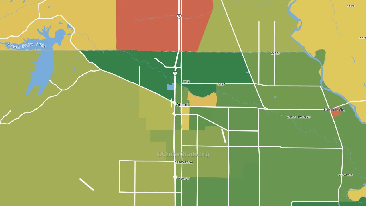 Orland, CA Map of Assault Rates