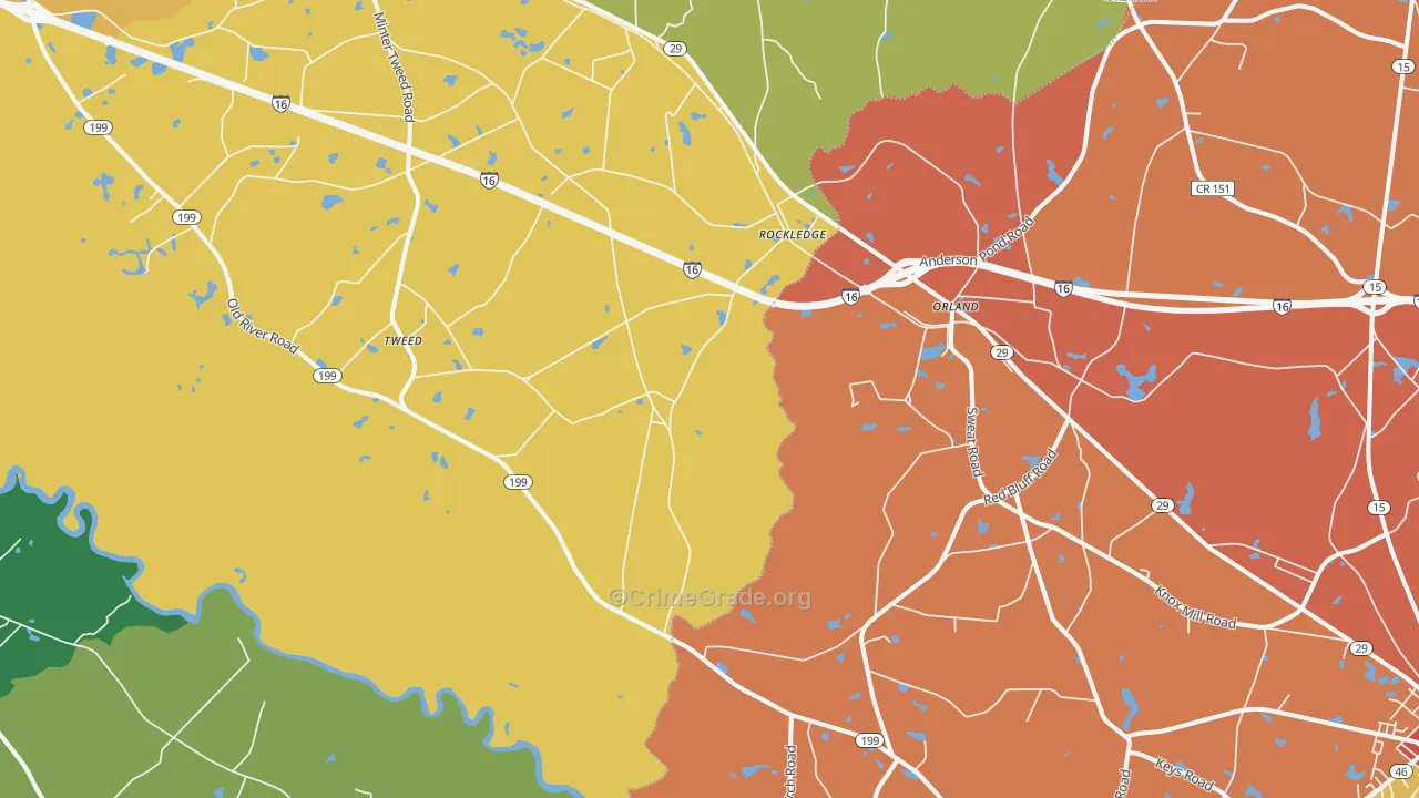 Orland, GA Map of Assault Rates