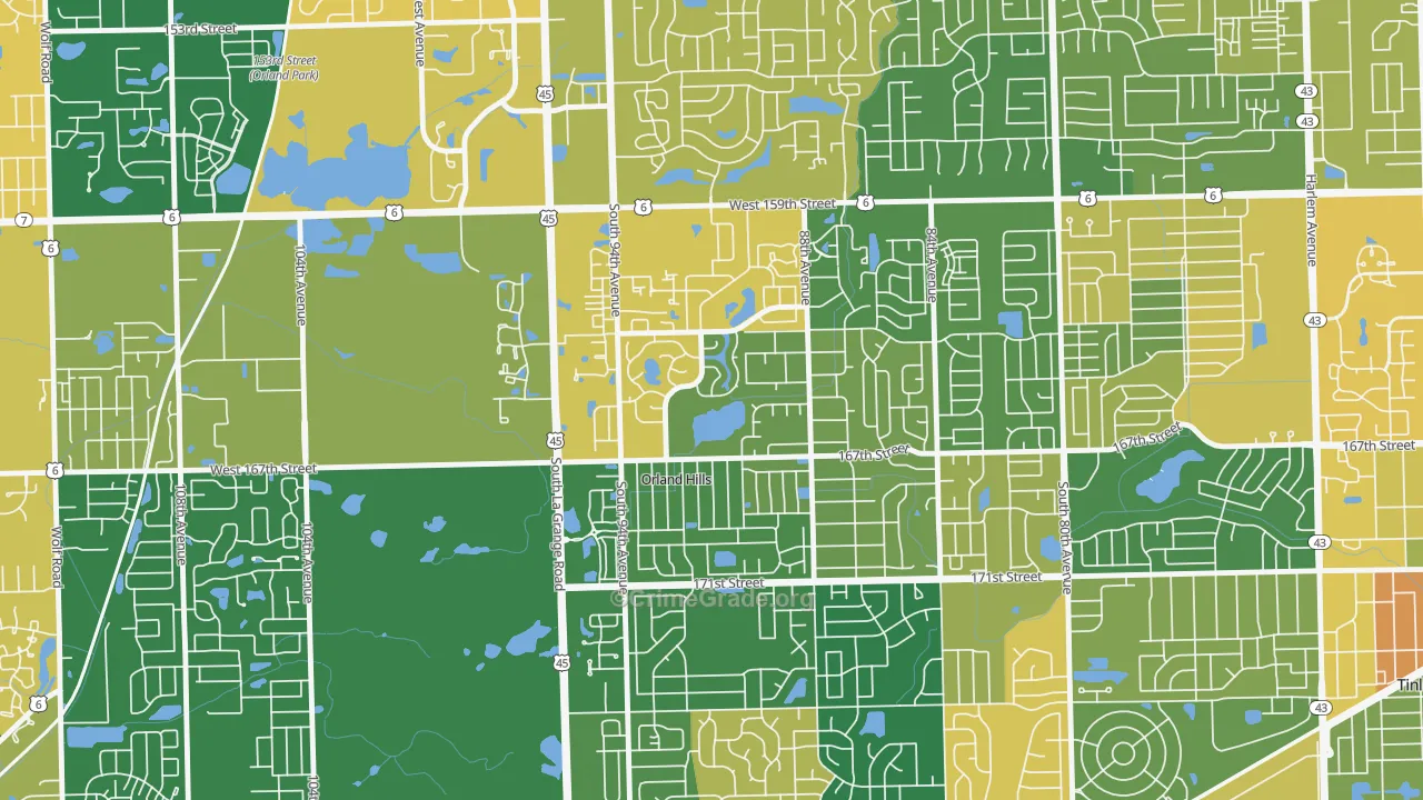 Orland Hills, IL Map of Assault Rates