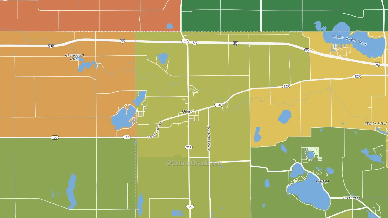 Orland, IN Map of Assault Rates