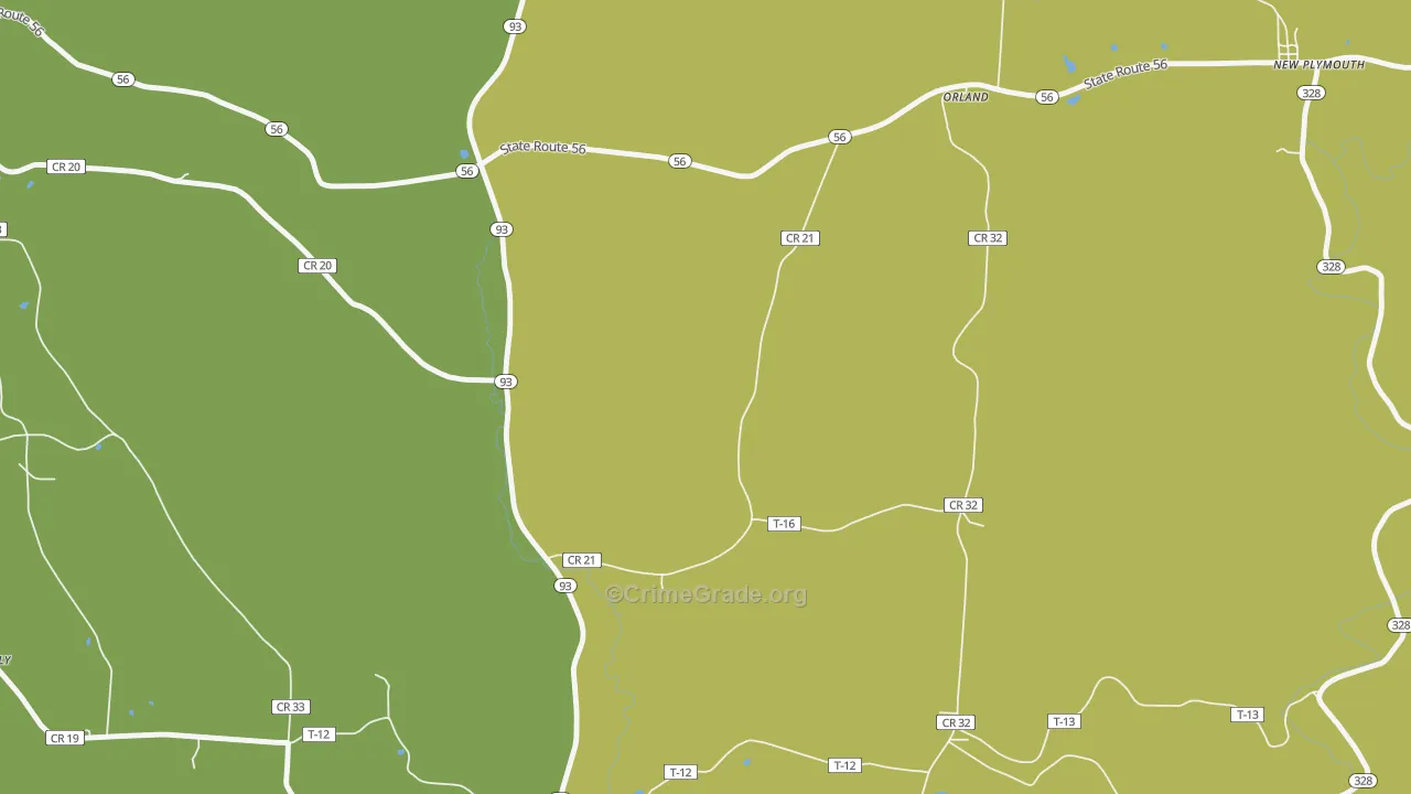 Orland, OH Map of Assault Rates