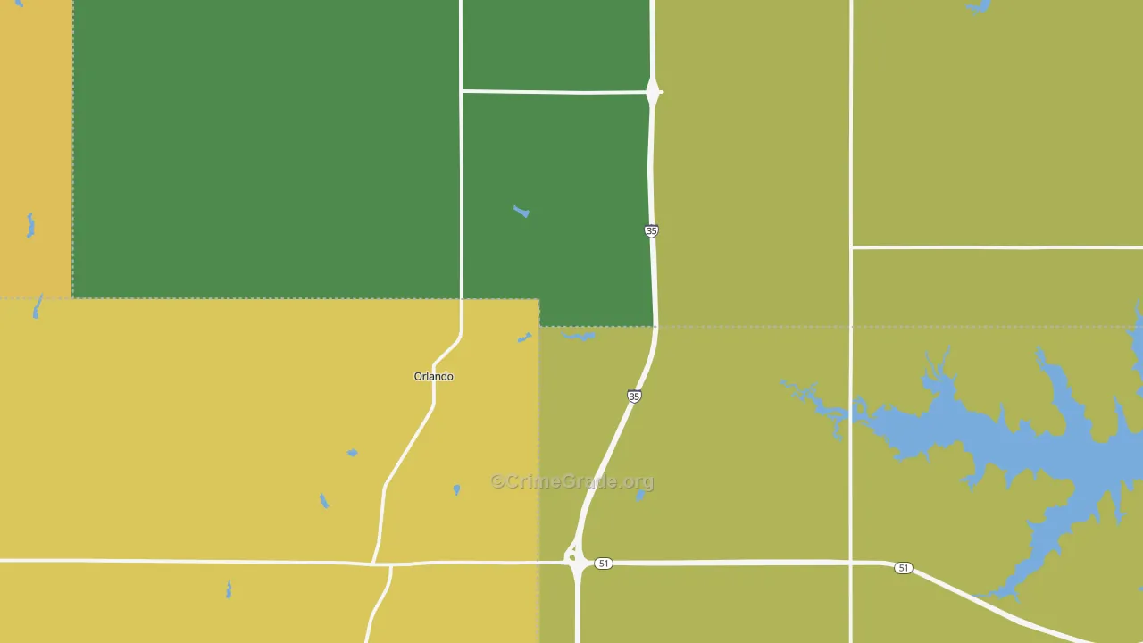 Orlando, OK Map of Assault Rates