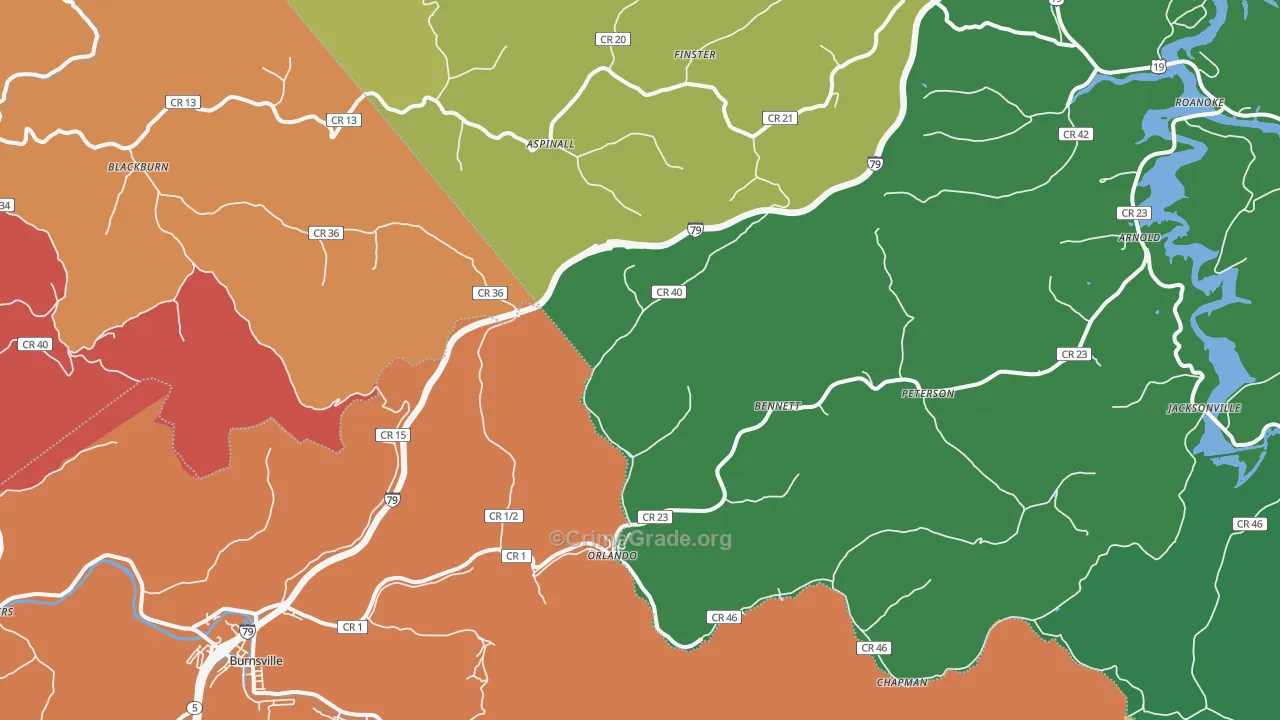 Orlando, WV Map of Assault Rates