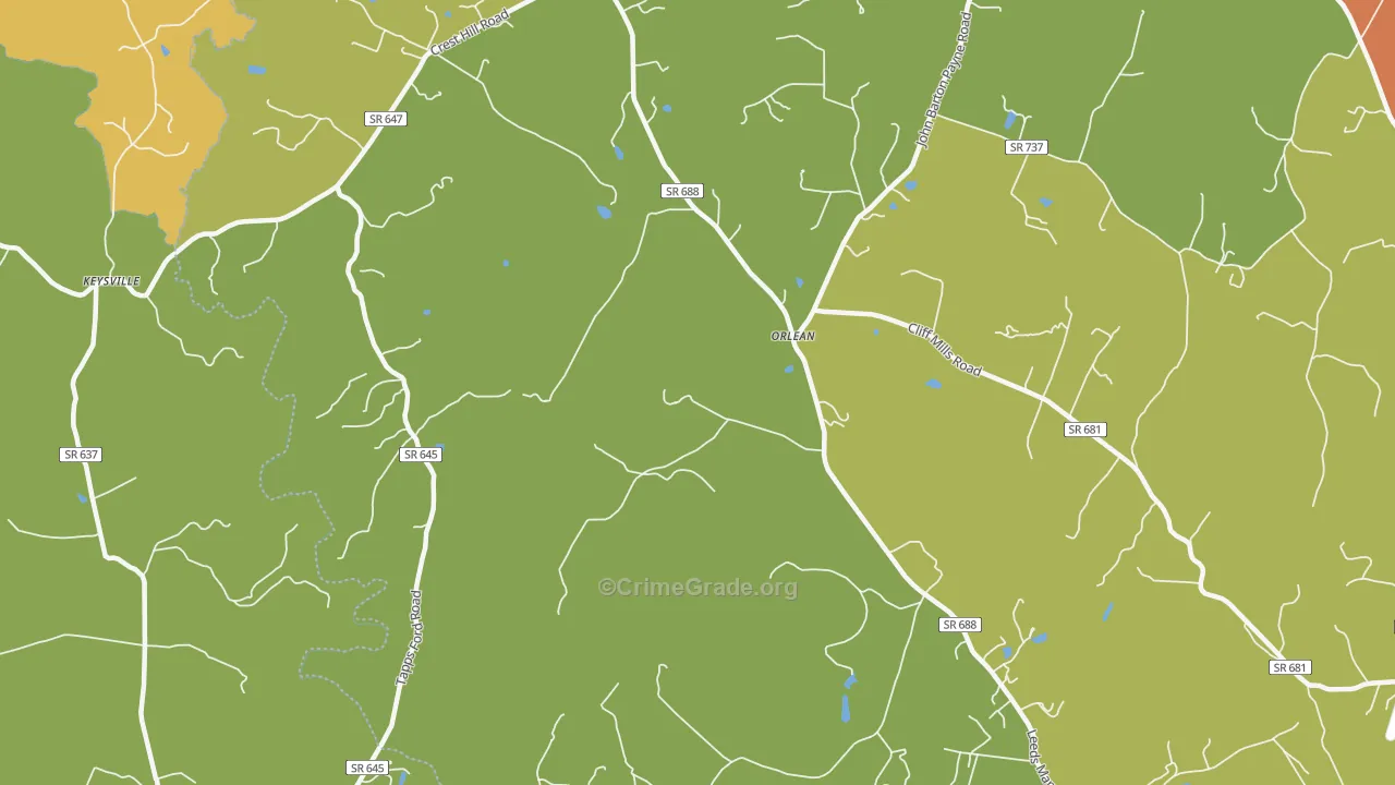 Orlean, VA Map of Assault Rates