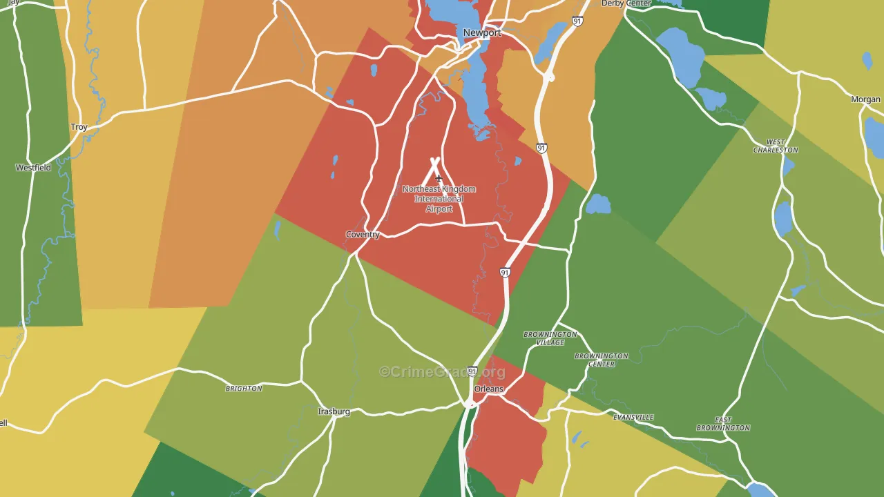 Orleans County, VT Map of Assault Rates