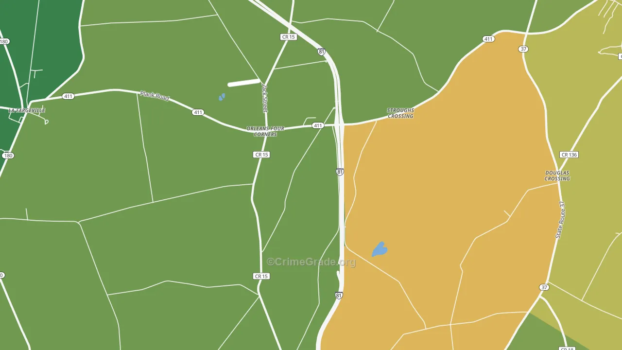 Orleans Four Corners, NY Map of Assault Rates