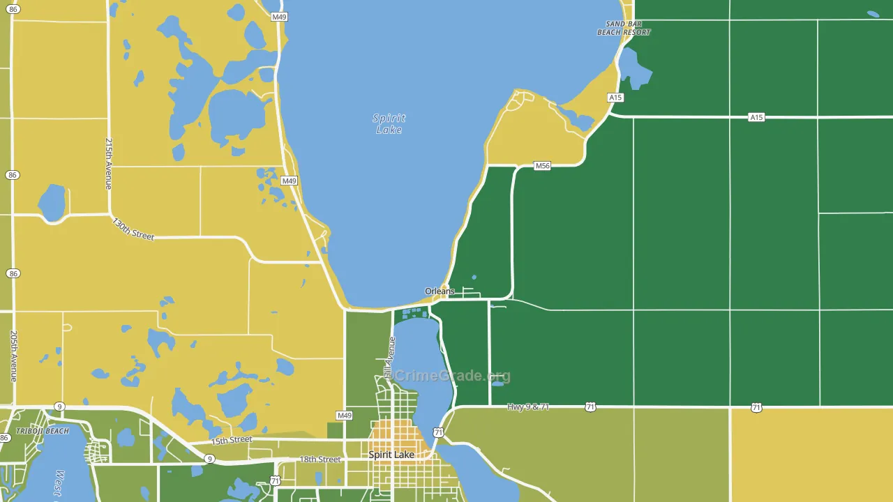 Orleans, IA Map of Assault Rates